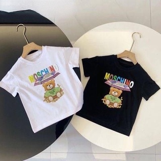 เสื้อยืดแขนสั้น พิมพ์ลายตัวอักษรหมี สไตล์เกาหลี แฟชั่นฤดูร้อน สําหรับเด็กผู้หญิง และเด็กผู้ชาย 2022