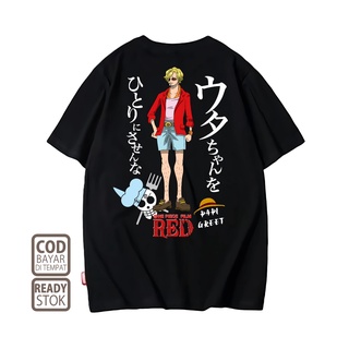 คอลูกเรือเสื้อยืดคอกลมเสื้อยืด พิมพ์ลายการ์ตูนอนิเมะญี่ปุ่น Sanji ONE PIECE 0076ผ้าฝ้ายแท้