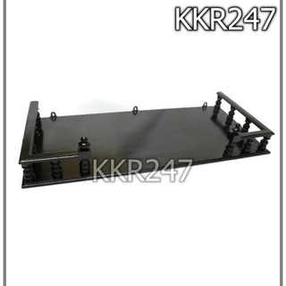 KKR247 หิ้งพระไม้สัก(เหลี่ยม) หิ้งวางพระติดผนัง ขนาด 80*38 ซม. สีดำ