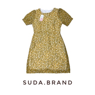 SUDA.BRAND - เดรสลายดอกไม้สีเหลือง