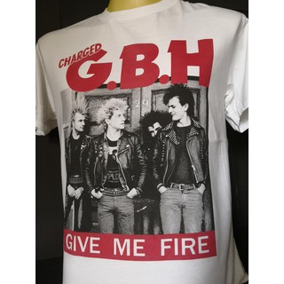 เสื้อยืดผ้าฝ้ายพิมพ์ลายเสื้อวงนำเข้า Charged GBH Give Me Fire Punk Rock Hardcore Retro Style Vintage T-Shirt
