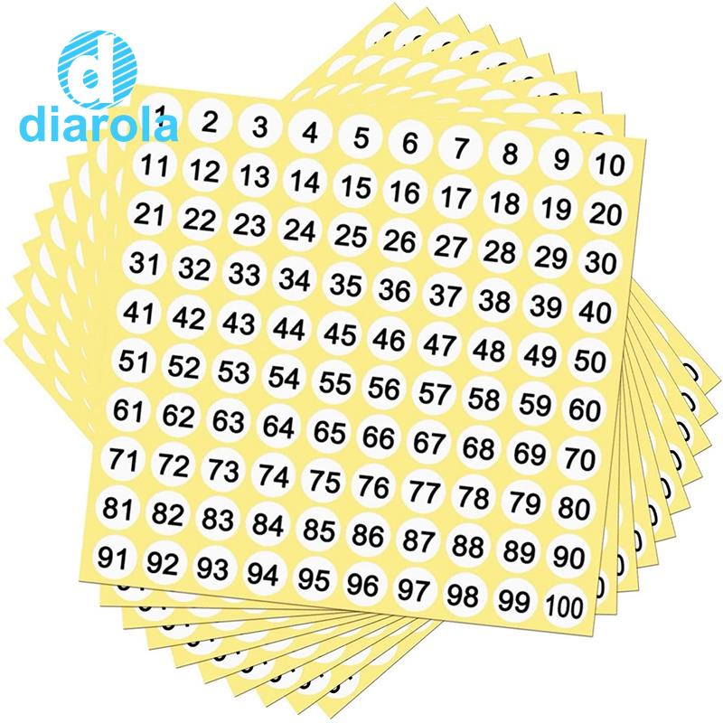 100 Sheets Number Labels Stickers 1-100 Numbers Round Stickers | Shopee ...