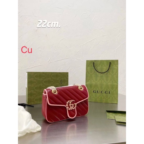 GG MARMONT MINI 16 BAG IN RED PINK CALFSKIN