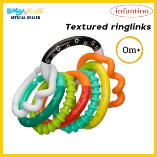 Infantino : ยางกัดแบบห่วง : TEXTURED RING LINKS ยางกัด สำรับเด็ก