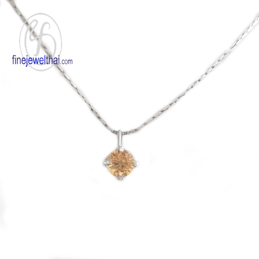 finejewelthai-จี้ซิทริน-ซิทริน-จี้พลอย-พลอยประจำเดือนเกิด-citrine-silver-pendant-birthstone-p1055ct00e