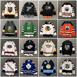 เสื้อกีฬาแขนยาว ลาย Nhl Hockey Jersey Hockey Jersey ทรงหลวม ขนาดใหญ่ สไตล์ฮิปฮอป สตรีทแดนซ์เรโทร