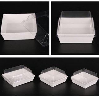 กล่องใส่ขนม กล่องกระดาษสีขาวพร้อมฝาใส มี4ขนาด