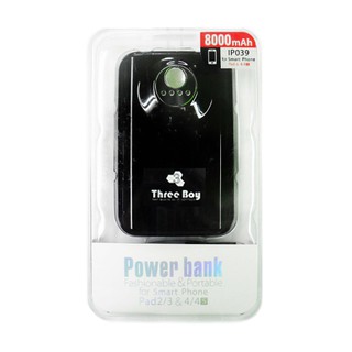 POWER BANK 8000 mAh THREEBOY (IP039) White/Black