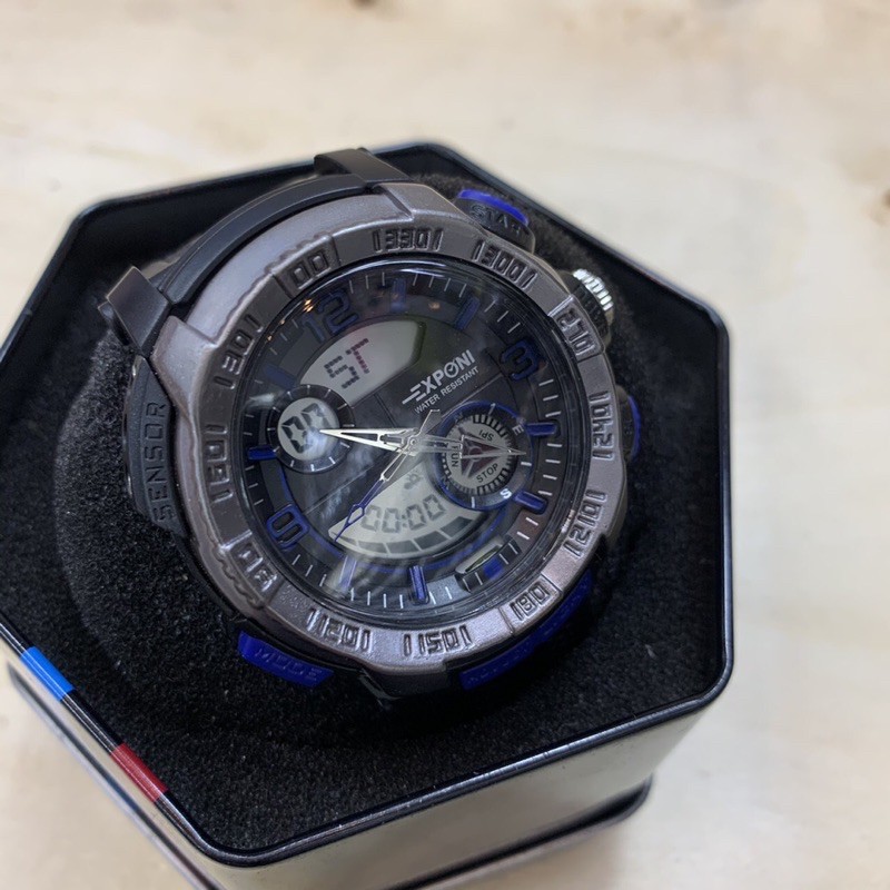 exponi-นาฬิกาข้อมือชายquartz-hybrid-analog-digital-ทรงกลม36มม-กันน้ำwater-resistance3atm-ราคาไม่รวมกล่อง