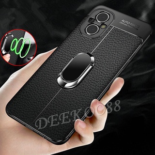 เคสโทรศัพท์ OPPO Reno7 Z 5G A76 Phone Case with Magnet Ring Holder Upscale Handphone Casing PU Leather Simple Back Cover เคส Reno 7 7Z Reno7Z OPPOA76