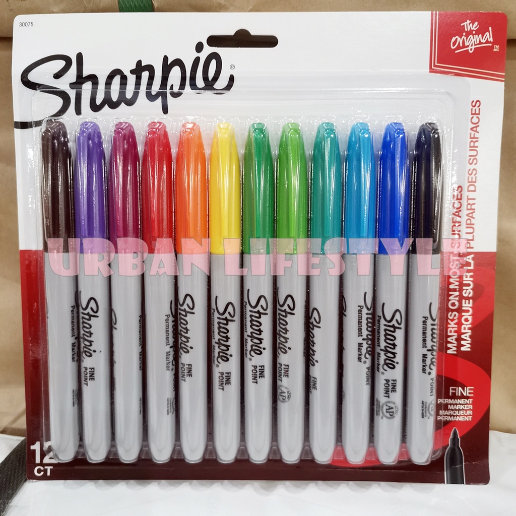 sharpie-ชาร์ปี้-fine-permanent-marker-ปากกาเคมี-ปากกามาร์คเกอร์-หัว-fine-1-0-mm-ปากกาเพอร์มาเน้นท์-ชุด-4-12-ด้าม