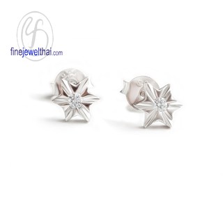 Finejewelthai ต่างหูเพชร-ต่างหูเงิน-เงินแท้ 925-ออกแบบพิเศษ-Silver-Diamond-Earring - E1156czp (สามารถเลือกสีตัวเรือนได้)