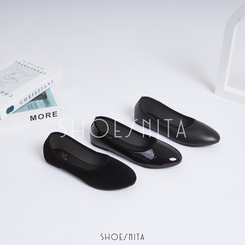 ภาพหน้าปกสินค้ารองเท้าคัชชูส้นแบน ไซส์ 36 - 44 SHOESNITA รองเท้าคัทชู ผู้หญิง สีดำ พร้อมส่ง