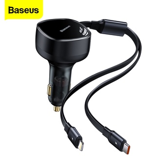 Baseus อะแดปเตอร์ชาร์จ 3.5A MAX 2 in 1 C+L 30W ชาร์จไว พร้อมสายเคเบิลคู่ พับเก็บได้ อเนกประสงค์ สําหรับรถยนต์