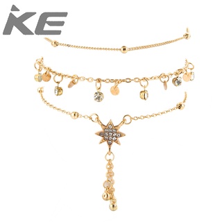 Jewelry Beaded Beaded Hexagram Pendant Alloy Anklet 3-Piece Set for girls for women low price