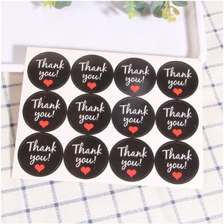 สติ๊กเกอร์ สติ๊กเกอร์ติดถุงขนมหรืออื่นๆ sticker ลาย Thank you สีดำ ❤️