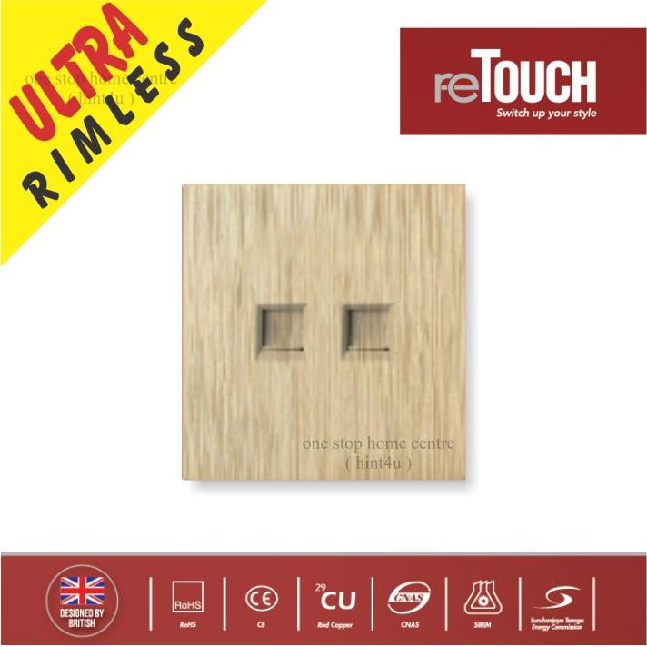ReTouch ULTRA RIMLESS 2 Gang Tel + Cat5 Data (rj45) Outlet (ทองพื้นผิว ...