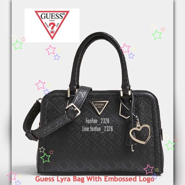 guess-lyra-bag-with-embossed-logo-กระเป๋าถือ