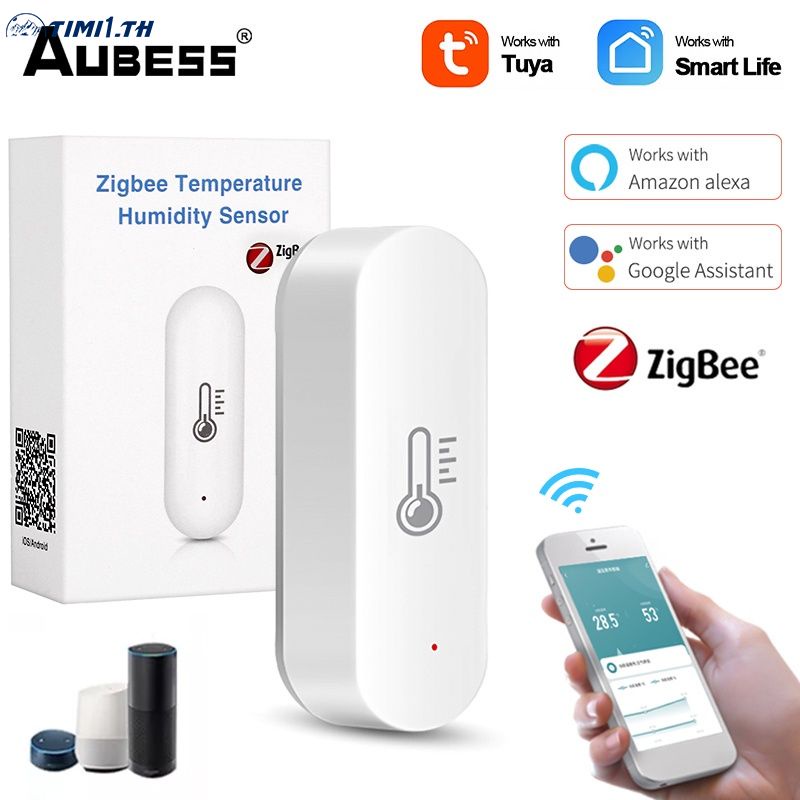 ราคาและรีวิว[hot] AUBESS® Tuya ZigBee Smart Temperature And Humidity Sensor + Support App Remote Control + Work with Alexa Google Home [in stock]