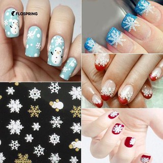 Christmas Snowflakes Snowman 3D เล็บสติกเกอร์รูปลอกสาวอุปกรณ์เสริมเล็บ