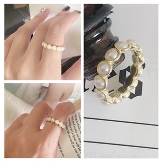 (xjing) แหวนไข่มุก สไตล์เกาหลี สง่างาม เครื่องประดับสำหรับผู้หญิง