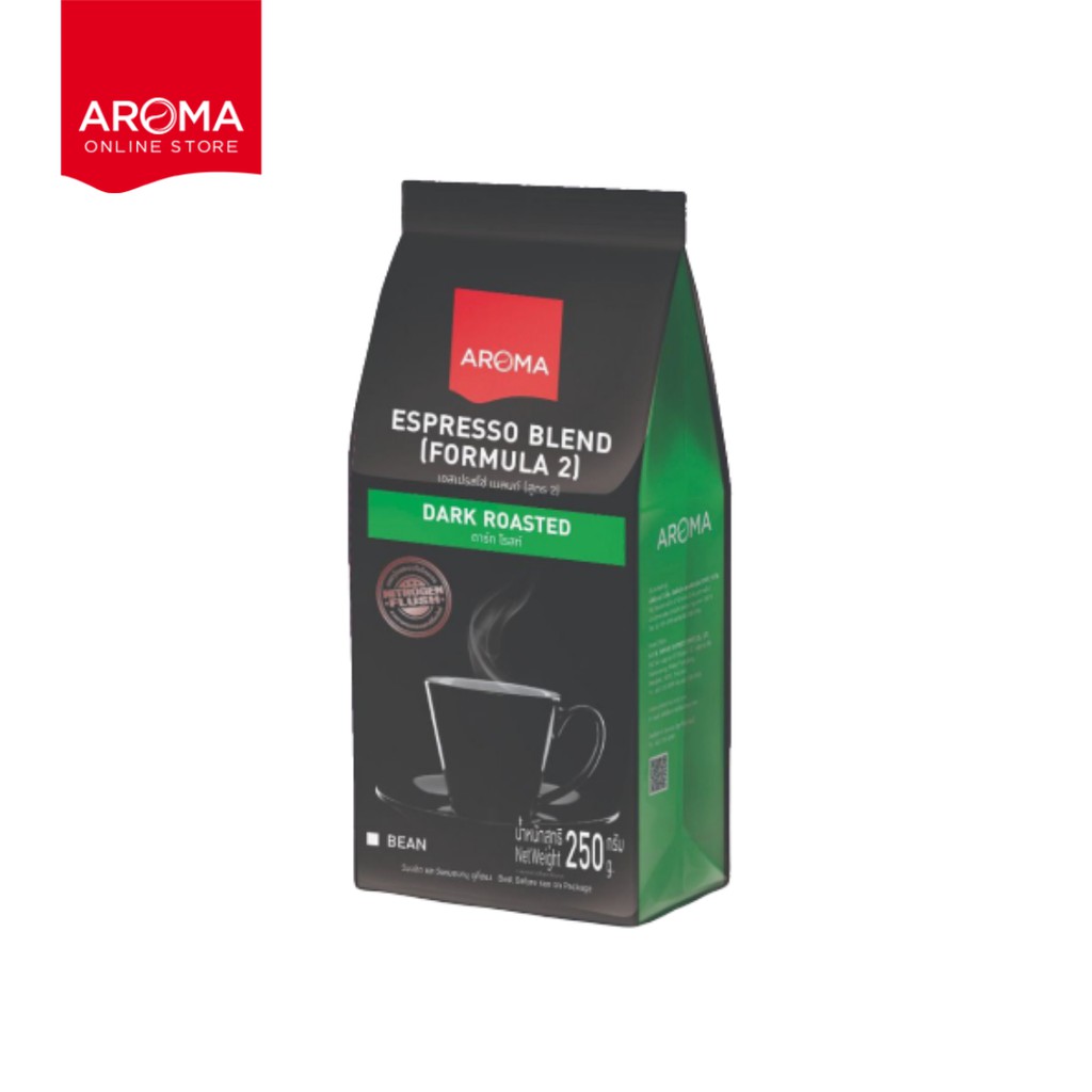 aroma-coffee-เมล็ดกาแฟคั่ว-aroma-espresso-สูตร-2-ชนิดเม็ด-250กรัม-ซอง