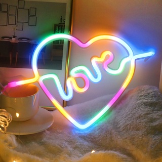 โคมไฟนีออน LED รูปลูกศรหัวใจ LOVE One Arrow สําหรับตกแต่งข้างเตียง วันวาเลนไทน์