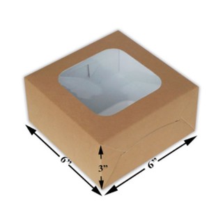 (50ใบ/แพ็ค) กล่องเค้กครึ่งปอนด์ กล่องคัพเค้ก 4 หลุม ขนาด 6 x 6 x 3 นิ้ว วอลนัทหลังขาว WE003_INH102