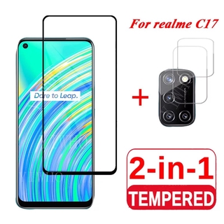 ส่งจากกรุงเทพ ตรงรุ่น ได้แป็นชุด2in1 Realme C17 ฟิล์มเลนส์กล้อง ฟิล์มกระจกเต็มจอขอบดำ ฟิล์มกันกระแทก