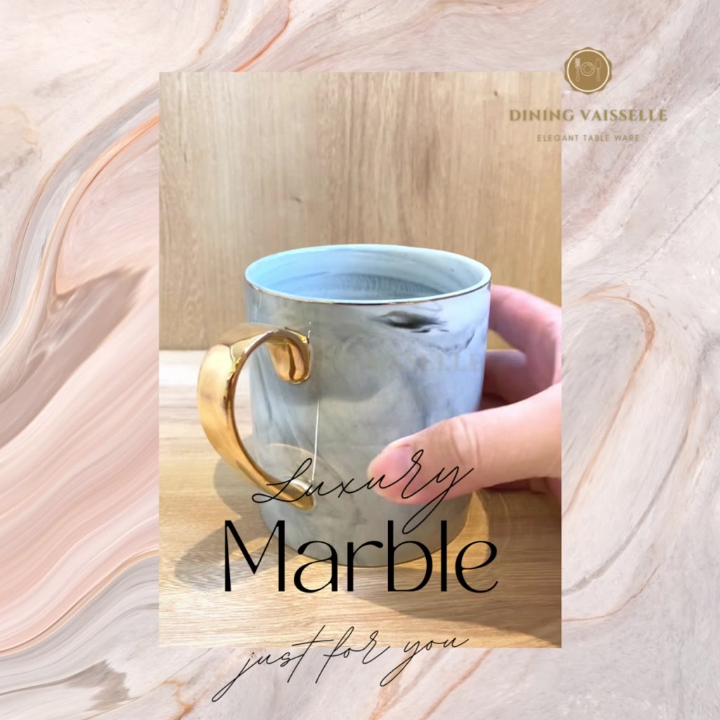 แก้วน้ำ-แก้วหินอ่อน-luxe-marble-mug-ขอบทองสุดหรู-รังสรรค์การดื่มสุดโรแมนติก-แก้วสวย-แก้วกาแฟ