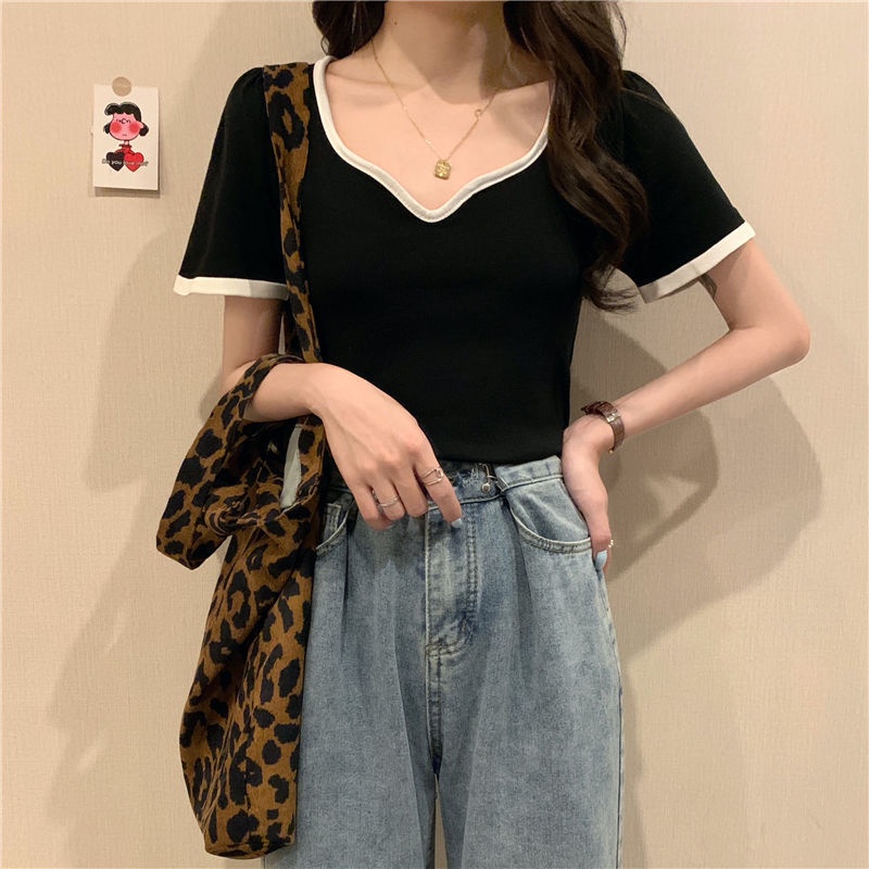 alice-แขนสั้นเสื้อยืดผู้หญิงบางแฟชั่นคอวีไม่สม่ำเสมอบางถักด้านบน-2022-ฤดูร้อน-ทันสมัย-stylish-ทันสมัย-ทันสมัย-fs210090-36z230909