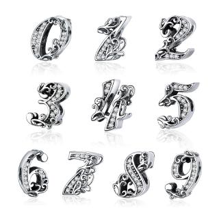 BAMOER 0-9 Vintage Numbers Suitable For Original Bracelet DIY 925 Silver SCC1418