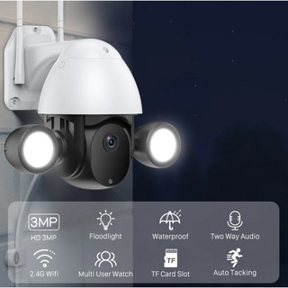 ภาพขนาดย่อของภาพหน้าปกสินค้าTUYA (PTZ SDH96 สีดํา หลอดไฟ 2 ข้าง) 3.0MP Tuya สมาร์ทการติดตามอัตโนมัติ Wifi กล้อง FHD IP Camera จากร้าน libkkshop บน Shopee
