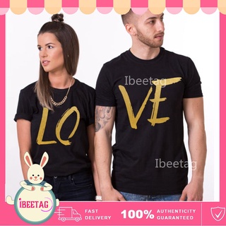 Couple T-shirt เสื้อยืดคู่รัก เสื้อยืดแขนสั้น พิมพ์ลาย LOVE น่ารัก พลัสไซซ์ แฟชั่นฤดูร้อน สําหรับผู้ชาย และผู้หญิง ไซซ์ S - 3XL