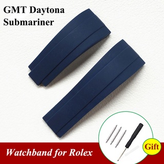 สายนาฬิกาข้อมือยาง 20 มม. กันน้ํา สีดํา สําหรับ Rolex Ghost Daytona Submariner ผู้หญิง ผู้ชาย
