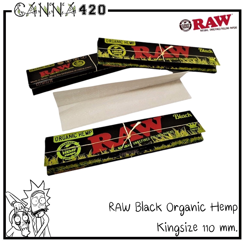 RAW Black Organic 110mm กระดาษ Raw rolling paper Raw Black organic ...
