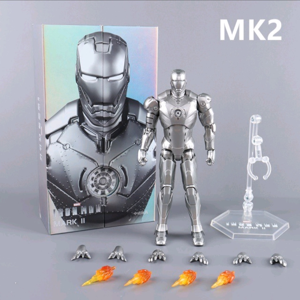 โมเดล-iron-man-mark-ii-งานแท้ลิขสิทธิ์-zd-toys-สูงประมาณ-19-cm-ขยับและเปลี่ยนมือ-action-ต่างๆได้-สีเมทัลลิค-สวยสุดยอด