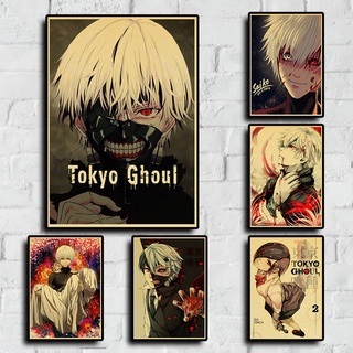 โปสเตอร์กระดาษคราฟท์ ลายการ์ตูนอนิเมะ Tokyo Ghoul Zombie สไตล์ญี่ปุ่นย้อนยุค สําหรับตกแต่งบ้าน