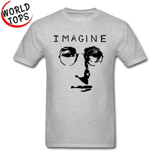 เสื้อยืดสีขาวเสื้อยืดลําลอง คอกลม พิมพ์ลาย John Lennon Imagine สําหรับผู้ชายS-4XL