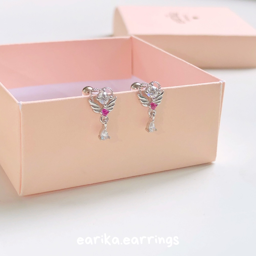 earika-earrings-magenta-angel-wings-piercing-จิวหูเงินแท้ปีกนางฟ้า-ราคาต่อชิ้น-เหมาะสำหรับคนแพ้ง่าย
