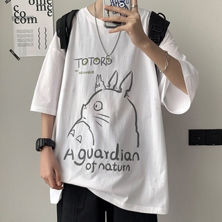 เสื้อยืดแขนสั้น พิมพ์ลายการ์ตูน Totoro ทรงหลวม สําหรับผู้ชาย 12.20