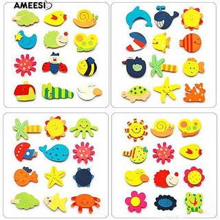 Ameesi 12 ชิ้นรูปการ์ตูนลายไม้ตู้เย็นสติ๊กเกอร์แม่เหล็กเด็กของเล่นเพื่อการศึกษา