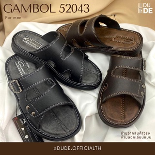[52043] รองเท้าแตะ ผู้ชาย แกมโบล Gambol รองเท้าหนัง สีดำ น้ำตาล ไซส์40-44 พร้อมส่ง