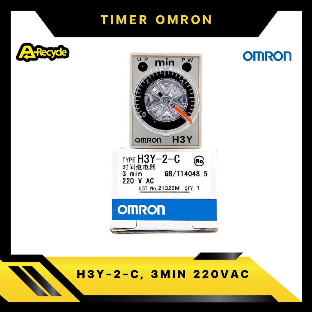 omron-h3y-2-c-3min-220vac-timer-relay-omron-2-contact-8-ขา