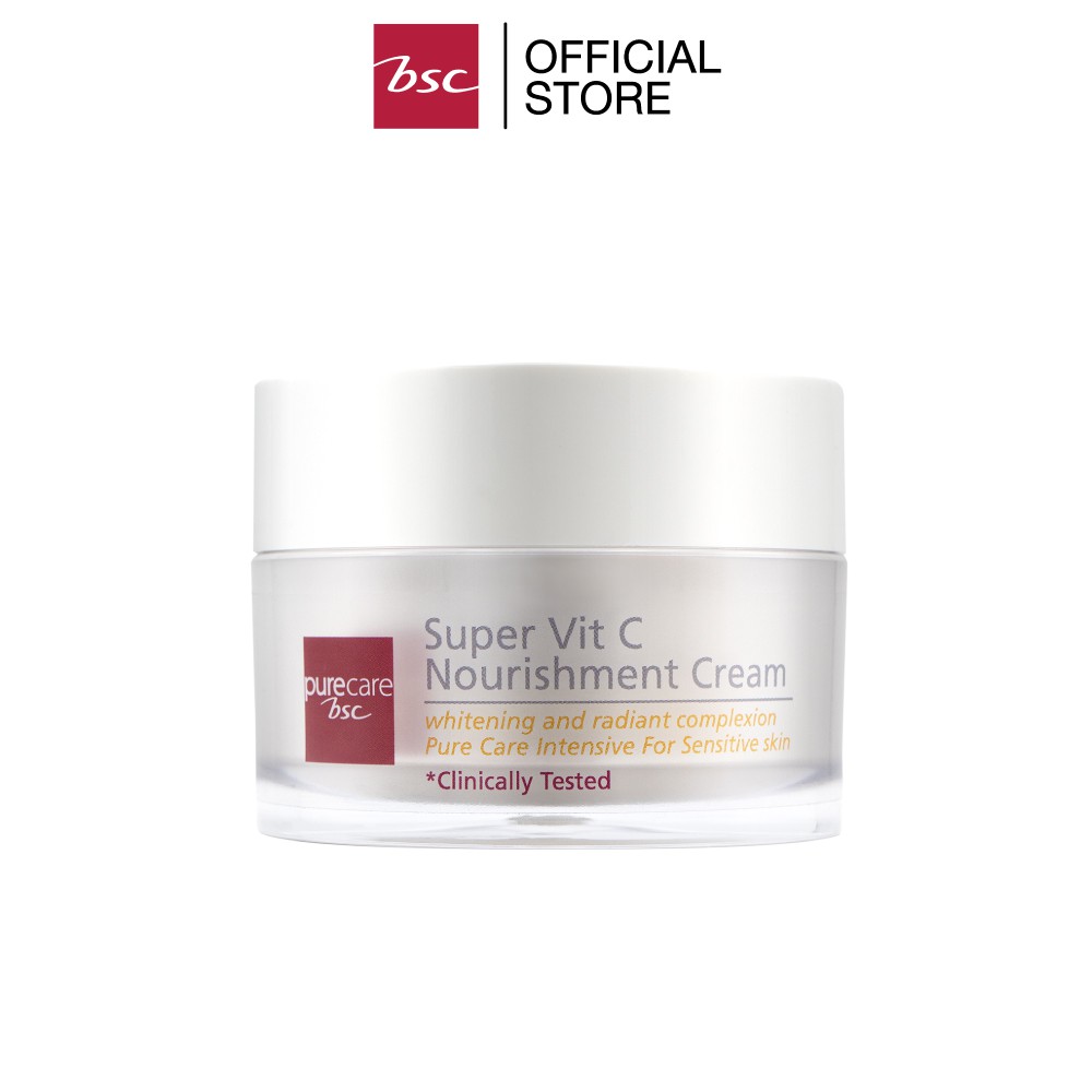 pure-care-super-vit-c-nourishment-cream-ครีมสูตรวิตามินซี-เนื้อกึ่งใส-ซึมง่าย-ช่วยให้ผิวกระจ่างใสอมชมพู-อิ่มเอิบ