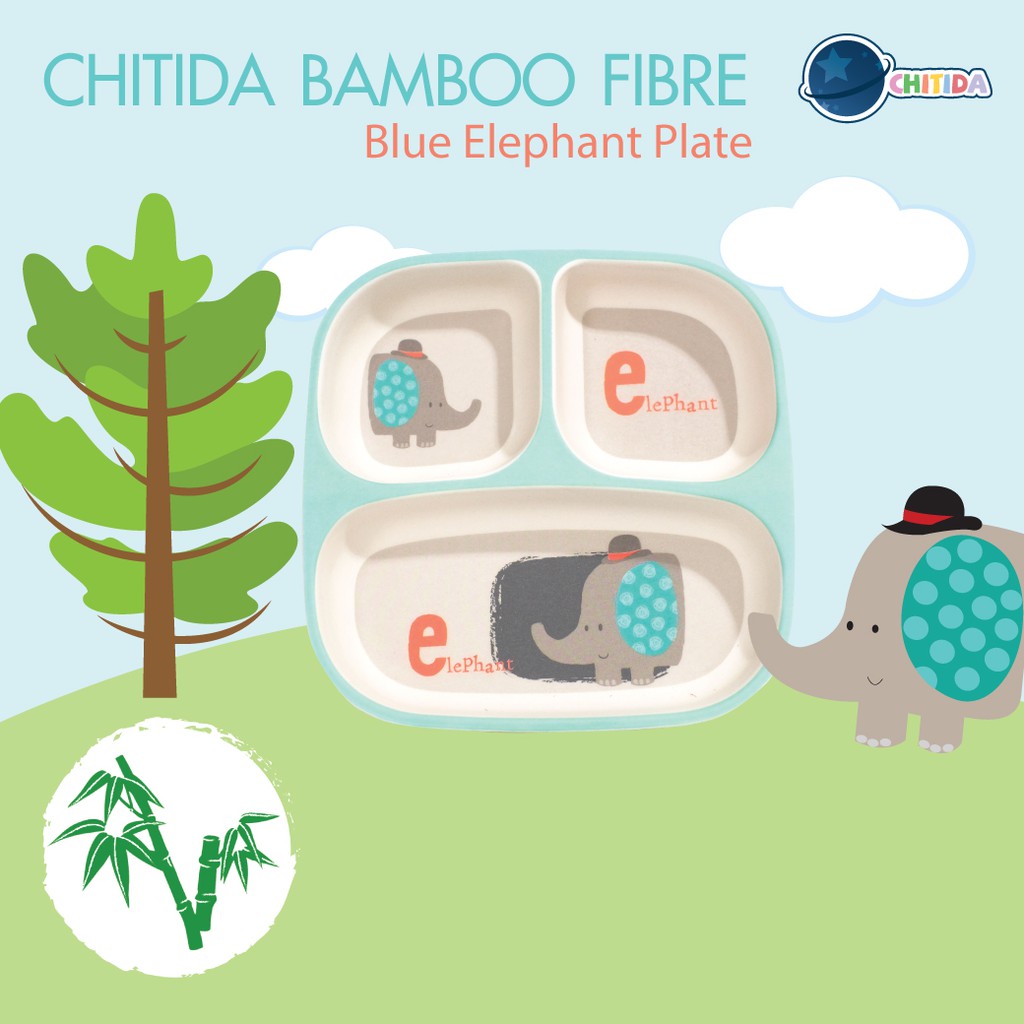 chitida-bamboo-fibre-ถาดหลุมสำหรับเด็ก-ลาย-blue-elephant-plate