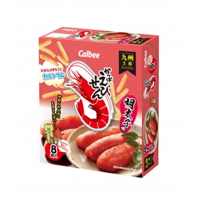 พร้อมส่ง-calbee-kyushu-ebisen-shrimp-mentaiko-8p-ข้าวเกียบกุ้งเคลือบเมนไทโกะแท้จากคิวชู