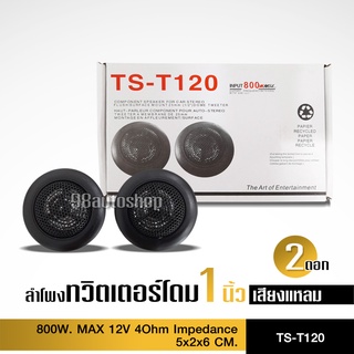 ลำโพงทวิสเตอร์โดม /เสียงกลางแหลม/ดอกขนาด1นิ้ว DomeTweeter TS-T120 800Wmax 1คู่