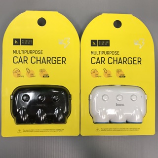 Hoco C1 Car Charger ที่ขยายช่องจุดบุหรี่ 3 ช่อง พร้อม USB 2 Port ในรถยนต์