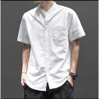 คอจีน/แขนสั้น M/L/XL ผ้า OXFORD - SHIRT LAND เสื้อเชิ้ตผู้ชาย คอจีนแขนสั้น เสื้อเชิ้ตคอจีน ขายส่ง ขายปลีก